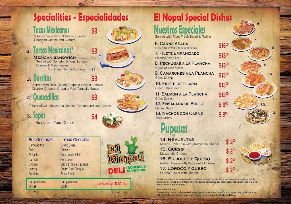 El Nopal Deli Menu 1