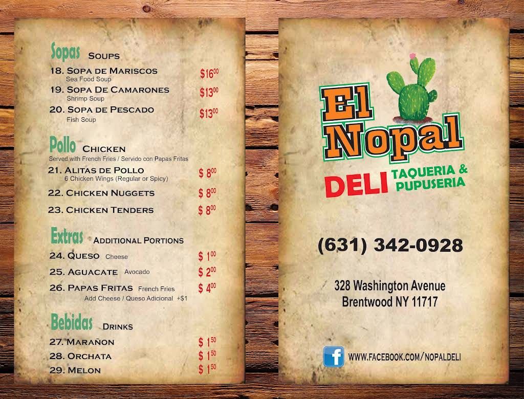 El Nopal Deli Menu 2